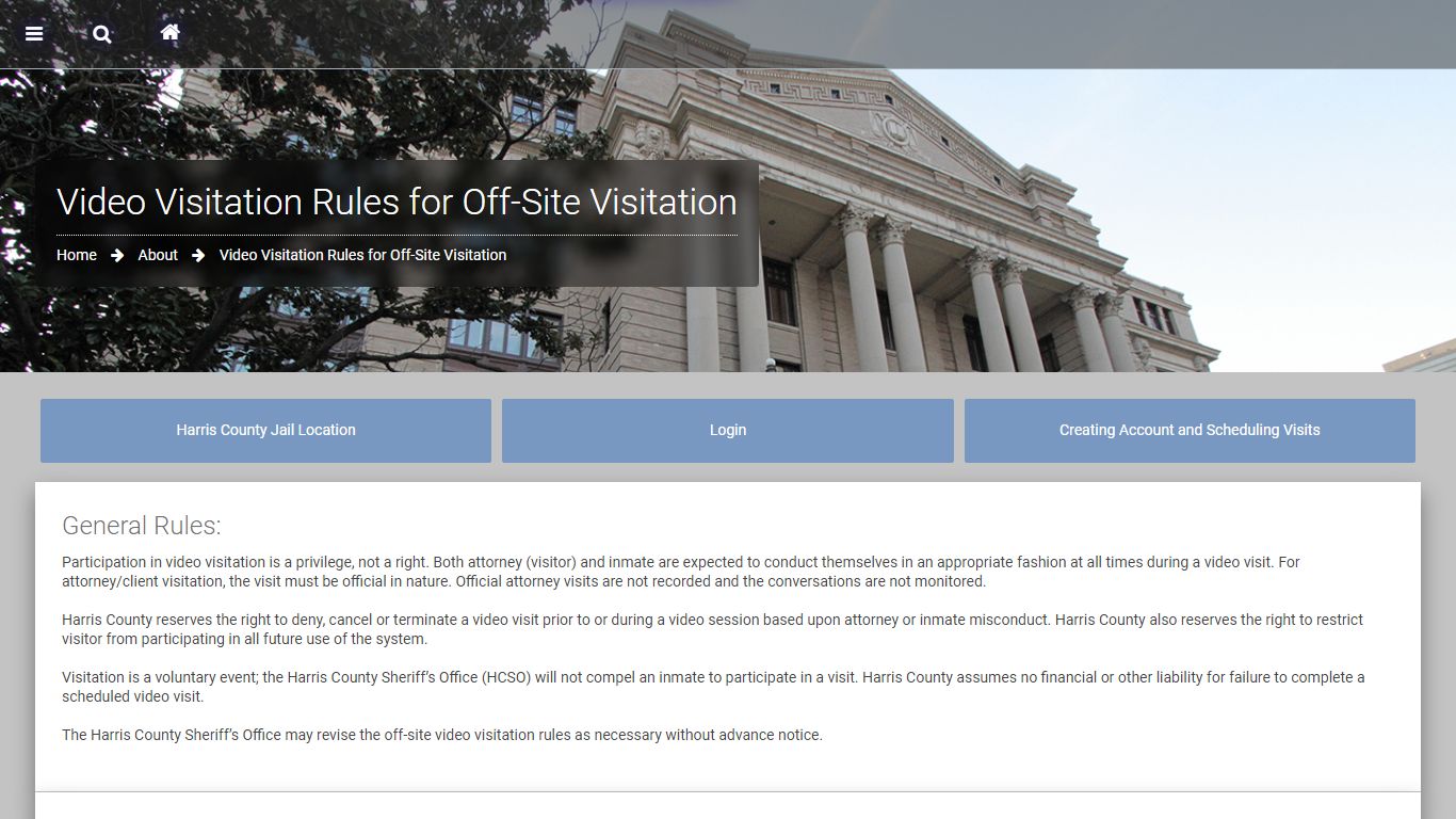 Video Visitation Rules for Off-Site Visitation - Harris County